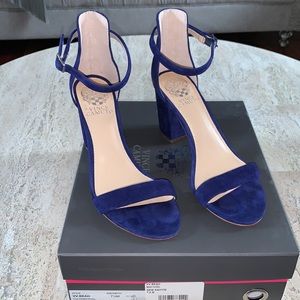 Vince Camuto blue suede block heeled sandals